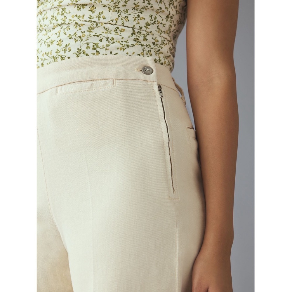 Pilcro Anthropologie Skipper twill  High-Rise Crop Wide Leg Jeans Cream 28 29 - Picture 3 of 16